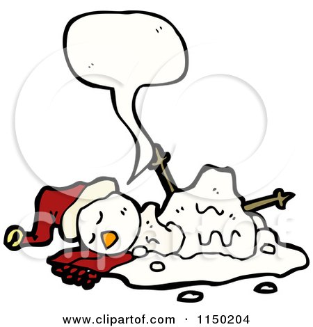 Cartoon of a Thinking Winter Christmas Melting Snowman - Royalty Free Vector Clipart by lineartestpilot