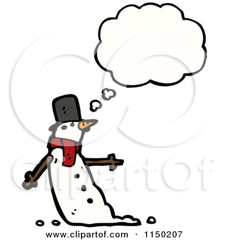 Cartoon of a Thinking Christmas Snowman - Royalty Free Vector Clipart by lineartestpilot