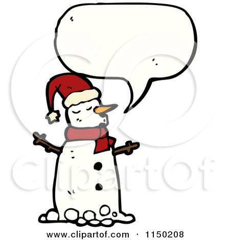 Cartoon of a Thinking Christmas Snowman - Royalty Free Vector Clipart by lineartestpilot