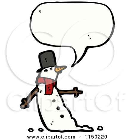 Cartoon of a Thinking Christmas Snowman - Royalty Free Vector Clipart by lineartestpilot