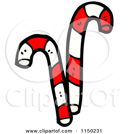 Cartoon of Peppermint Christmas Candy Canes - Royalty Free Vector Clipart by lineartestpilot