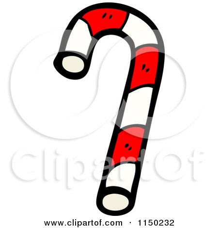 Cartoon of a Peppermint Christmas Candy Cane - Royalty Free Vector Clipart by lineartestpilot