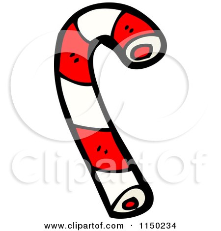 Cartoon of a Peppermint Christmas Candy Cane - Royalty Free Vector Clipart by lineartestpilot