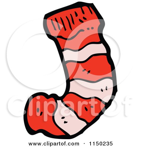 Cartoon of a Red Striped Christmas Stocking - Royalty Free Vector Clipart by lineartestpilot