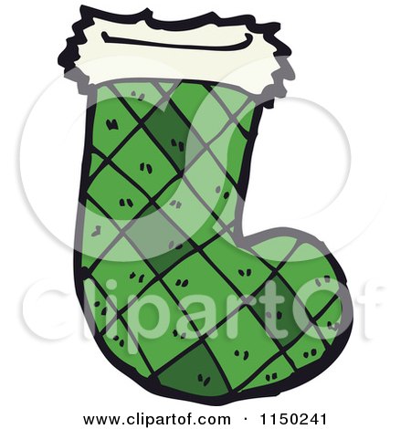 Cartoon of a Green Christmas Stocking - Royalty Free Vector Clipart by lineartestpilot