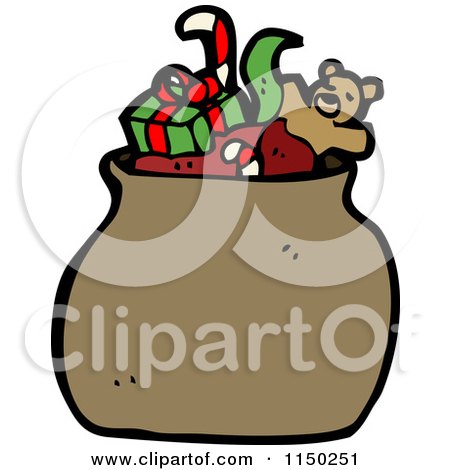 Cartoon of a Stuffed Christmas Sack - Royalty Free Vector Clipart by lineartestpilot