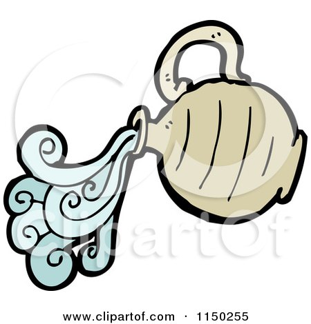 Cartoon of a Pouring Aquarius Water Jug - Royalty Free Vector Clipart by lineartestpilot