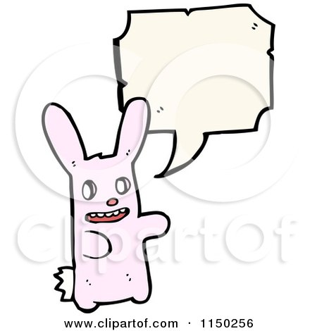 Cartoon of a Talking Pink Rabbit - Royalty Free Vector Clipart by lineartestpilot
