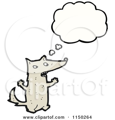 Cartoon of a Thinking Wolf - Royalty Free Vector Clipart by lineartestpilot