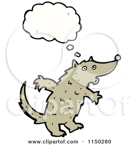 Cartoon of a Thinking Wolf - Royalty Free Vector Clipart by lineartestpilot