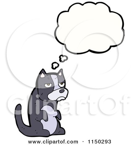 Cartoon of a Thinking Dog - Royalty Free Vector Clipart by lineartestpilot