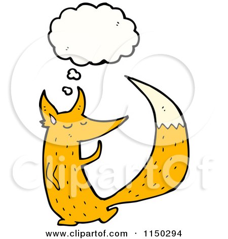 Cartoon of a Thinking Fox - Royalty Free Vector Clipart by lineartestpilot