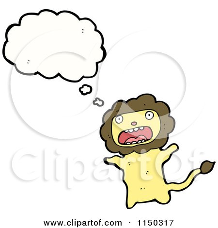 Cartoon of a Thinking Lion - Royalty Free Vector Clipart by lineartestpilot