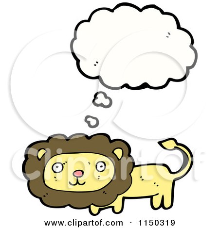 Cartoon of a Thinking Lion - Royalty Free Vector Clipart by lineartestpilot
