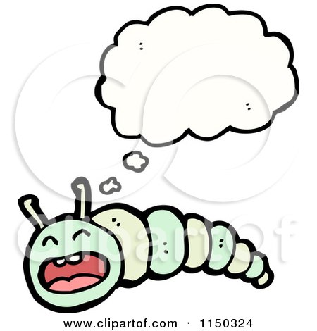 Cartoon of a Thinking Green Caterpillar - Royalty Free Vector Clipart by lineartestpilot