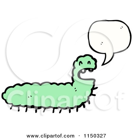 Cartoon of a Thinking Green Caterpillar - Royalty Free Vector Clipart by lineartestpilot