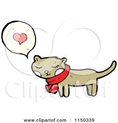 Cartoon of a Thinking Brown Cat - Royalty Free Vector Clipart by lineartestpilot