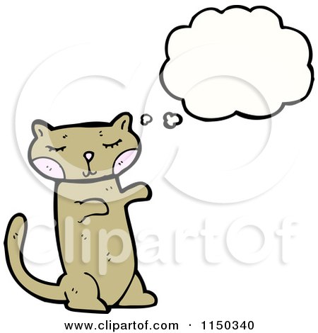 Cartoon of a Thinking Brown Cat - Royalty Free Vector Clipart by lineartestpilot