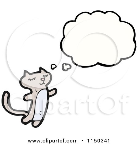 Cartoon of a Thinking Cat - Royalty Free Vector Clipart by lineartestpilot