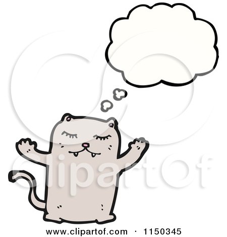 Cartoon of a Thinking Cat - Royalty Free Vector Clipart by lineartestpilot