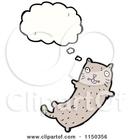 Cartoon of a Thinking Cat - Royalty Free Vector Clipart by lineartestpilot