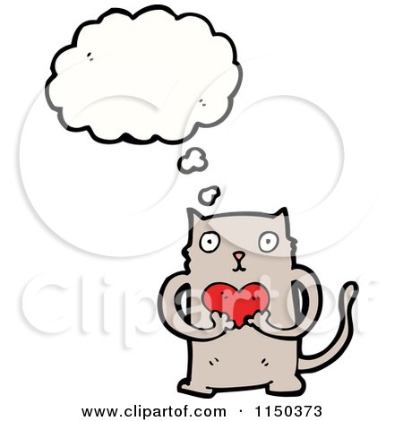 Cartoon of a Thinking Cat - Royalty Free Vector Clipart by lineartestpilot