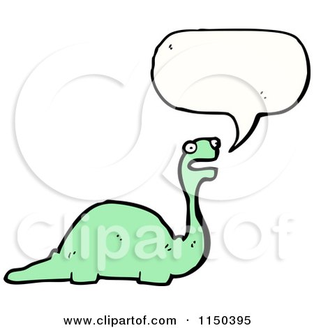 Cartoon of a Thinking Green Dinosaur - Royalty Free Vector Clipart by lineartestpilot