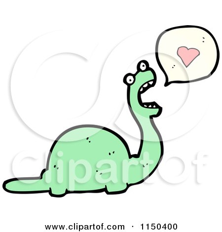 Cartoon of a Green Dinosaur Thinking About Love - Royalty Free Vector Clipart by lineartestpilot