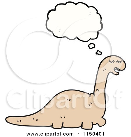 Cartoon of a Thinking Dinosaur - Royalty Free Vector Clipart by lineartestpilot