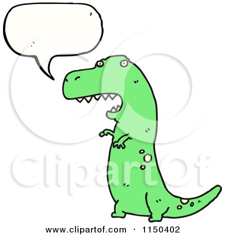 Cartoon of a Thinking Green T Rex - Royalty Free Vector Clipart by lineartestpilot