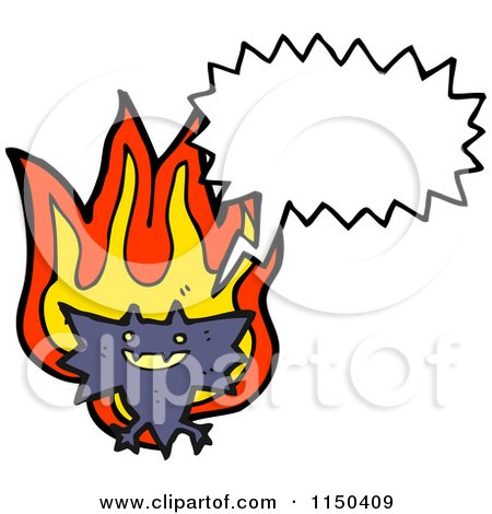 Cartoon of a Thining Fiery Vampire Bat - Royalty Free Vector Clipart by lineartestpilot