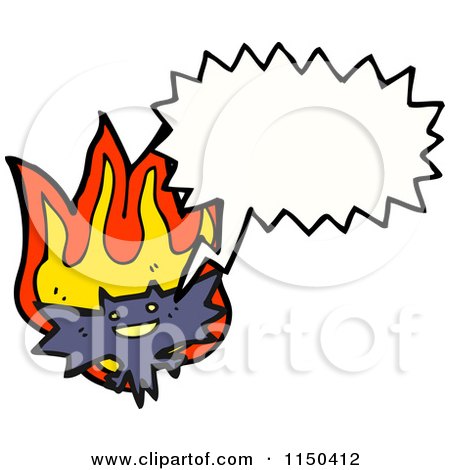 Cartoon of a Thining Fiery Vampire Bat - Royalty Free Vector Clipart by lineartestpilot