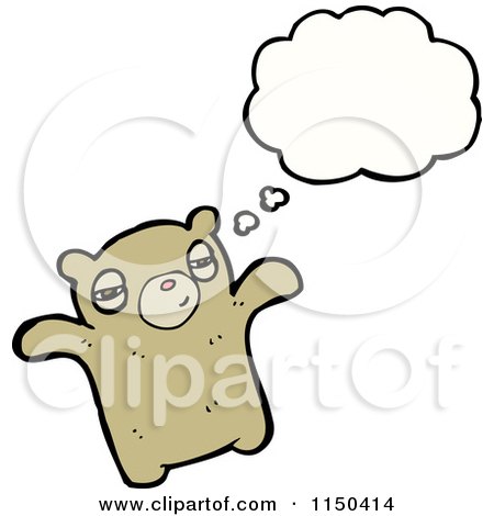 Cartoon of a Thinking Teddy Bear - Royalty Free Vector Clipart by lineartestpilot