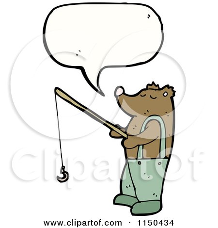 Cartoon of a Thinking Fishing Bear - Royalty Free Vector Clipart by lineartestpilot