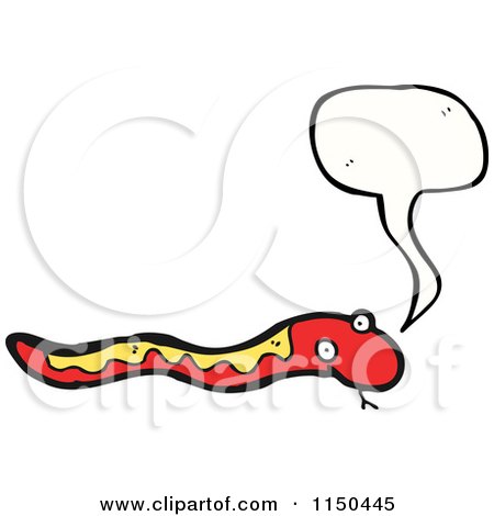 Cartoon of a Thinking Red Snake - Royalty Free Vector Clipart by lineartestpilot