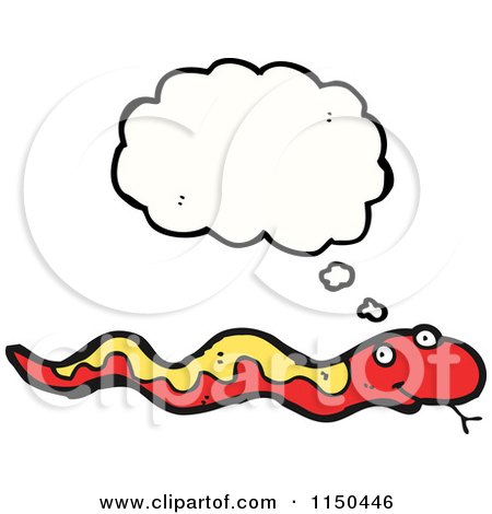 Cartoon of a Thinking Red Snake - Royalty Free Vector Clipart by lineartestpilot