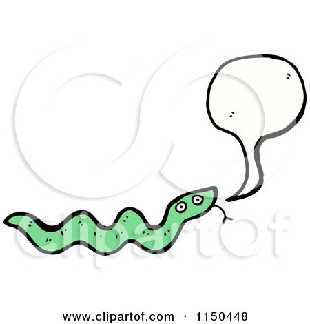 Cartoon of a Thinking Green Snake - Royalty Free Vector Clipart by lineartestpilot