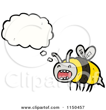 Cartoon of a Thinking Bee - Royalty Free Vector Clipart by lineartestpilot