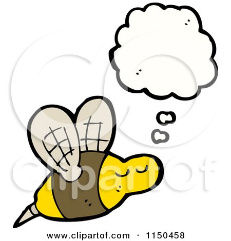Cartoon of a Thinking Bee - Royalty Free Vector Clipart by lineartestpilot