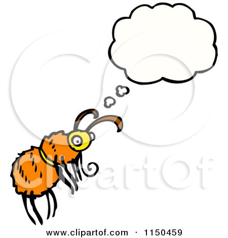 Cartoon of a Thinking Orange Bee - Royalty Free Vector Clipart by lineartestpilot