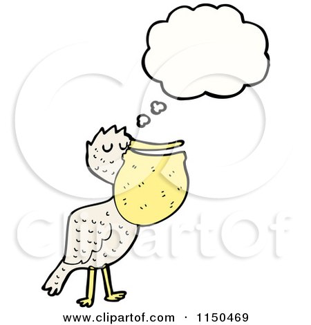 Cartoon of a Thinking Pelican - Royalty Free Vector Clipart by lineartestpilot