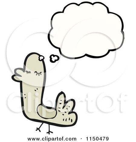 Cartoon of a Thinking Bird - Royalty Free Vector Clipart by lineartestpilot