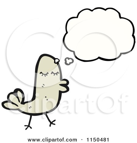 Cartoon of a Thinking Bird - Royalty Free Vector Clipart by lineartestpilot