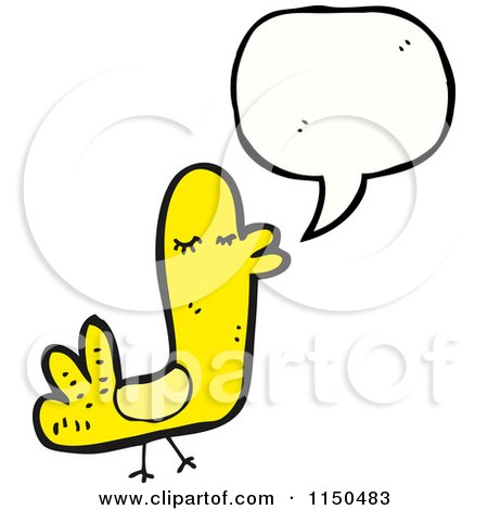 Cartoon of a Thinking Yellow Bird - Royalty Free Vector Clipart by lineartestpilot
