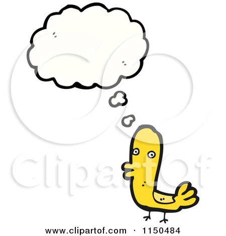 Cartoon of a Thinking Yellow Bird - Royalty Free Vector Clipart by lineartestpilot