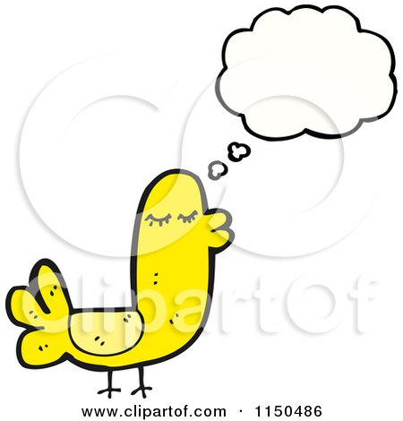 Cartoon of a Thinking Yellow Bird - Royalty Free Vector Clipart by lineartestpilot