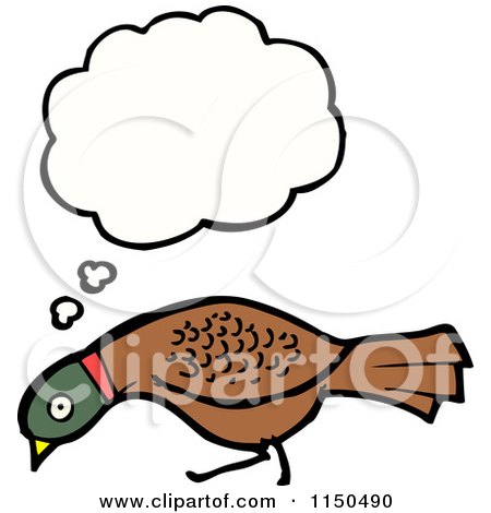 Cartoon of a Thinking Wood Pigeon - Royalty Free Vector Clipart by lineartestpilot