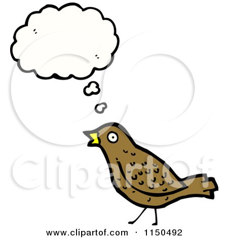 Cartoon of a Thinking Bird - Royalty Free Vector Clipart by lineartestpilot