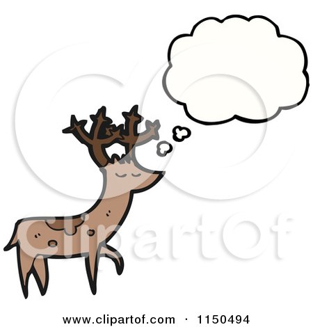 Cartoon of a Deer with a Thought Balloon - Royalty Free Vector Clipart by lineartestpilot