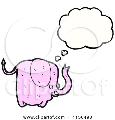 Cartoon of a Thinking Pink Elephant - Royalty Free Vector Clipart by lineartestpilot